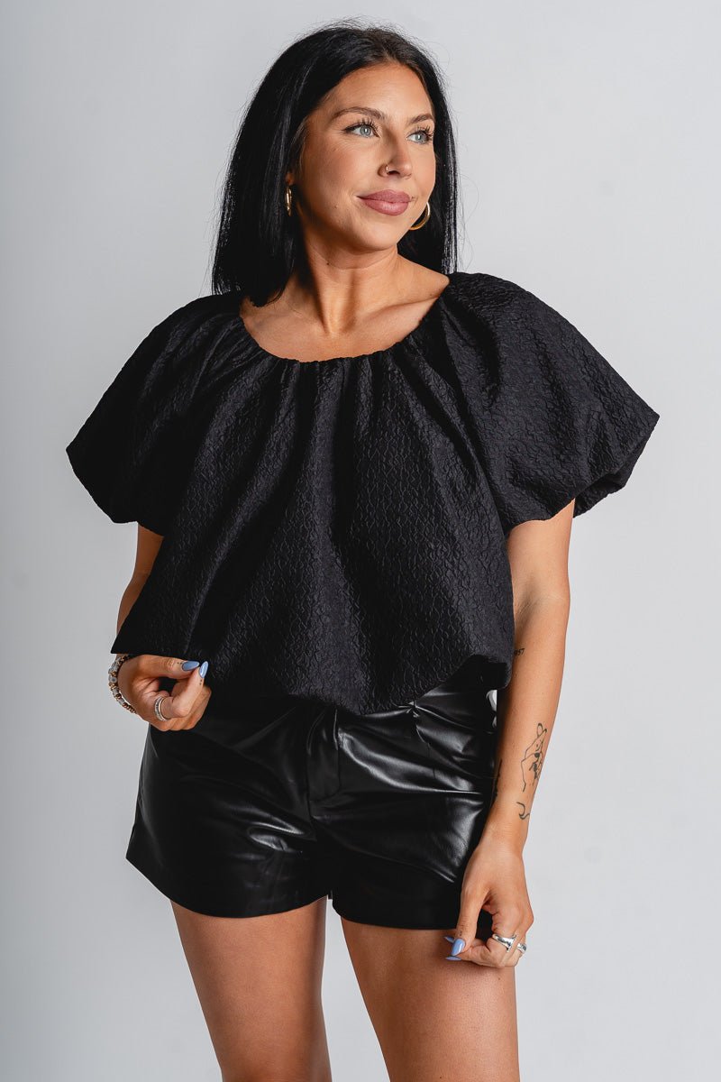 Bubble crop top black