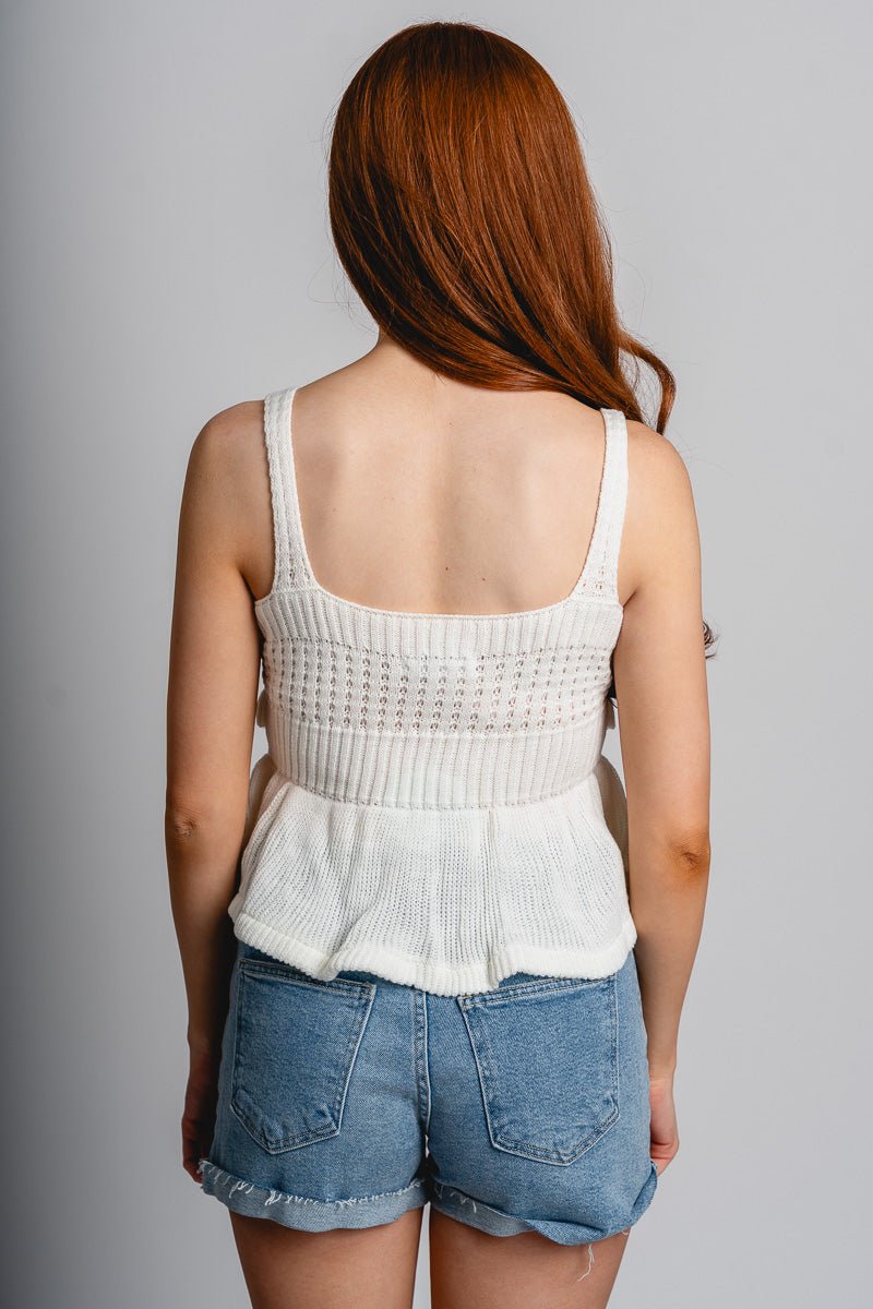 Ruffle sweater tank top ivory