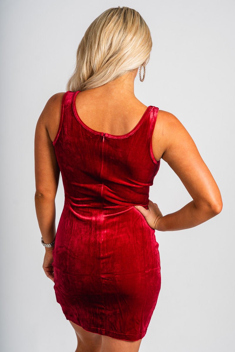 Velvet bodycon dress burgundy