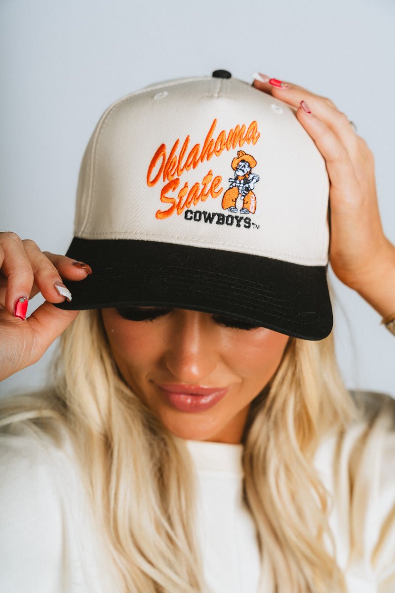 OSU OSU Oklahoma State Pete two tone hat natural/black Hat One size | Lush Fashion Lounge Trendy Oklahoma State Cowboys Apparel & Cute Gameday T-Shirts