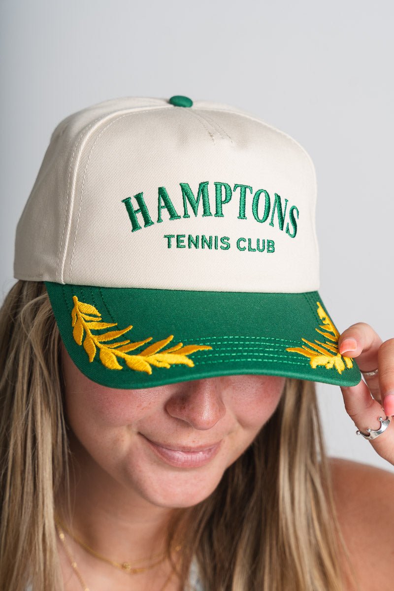 Hamptons club captain hat ivory/kelly green - Trendy Gifts at Lush Fashion Lounge Boutique in Oklahoma City