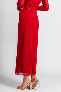 Mesh midi skirt red | Lush Fashion Lounge: boutique fashion skirts, affordable boutique skirts, cute affordable skirts