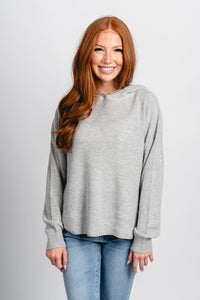 Lightweight hooded sweater heather grey – Boutique Sweaters | Fashionable Sweaters at Lush Fashion Lounge Boutique in Oklahoma City