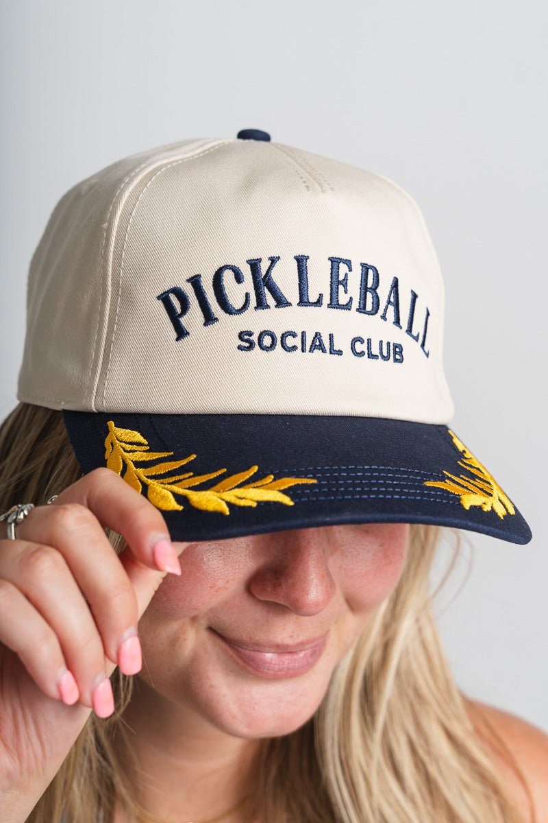 Pickleball club captain hat ivory/navy - Trendy Gifts at Lush Fashion Lounge Boutique in Oklahoma City