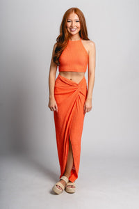 Halter crop top orange - Stylish top - Trendy Staycation Outfits at Lush Fashion Lounge Boutique in Oklahoma City