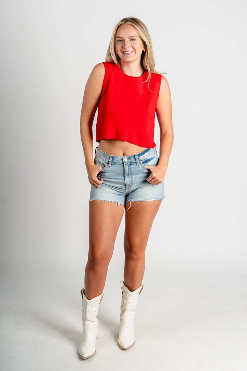 Back bow sleeveless top red
