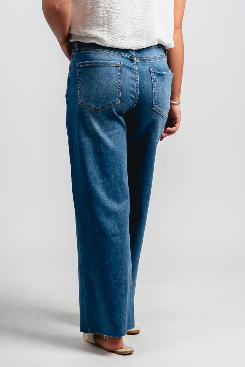 Vervet high rise slim wide leg jeans right | Lush Fashion Lounge: boutique women's jeans, fashion jeans for women, affordable fashion jeans, cute boutique jeans