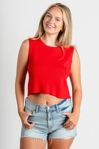 Back bow sleeveless top red - Exclusive Collection of Holiday Inspired T-Shirts and Hoodies at Lush Fashion Lounge Boutique in Oklahoma City