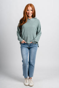 Lightweight hooded sweater jade – Unique Sweaters | Lounging Sweaters and Womens Fashion Sweaters at Lush Fashion Lounge Boutique in Oklahoma City