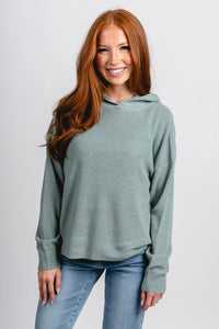 Lightweight hooded sweater jade – Stylish Sweaters | Boutique Sweaters at Lush Fashion Lounge Boutique in Oklahoma City