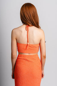 Halter crop top orange - Adorable top - Stylish Vacation T-Shirts at Lush Fashion Lounge Boutique in Oklahoma City
