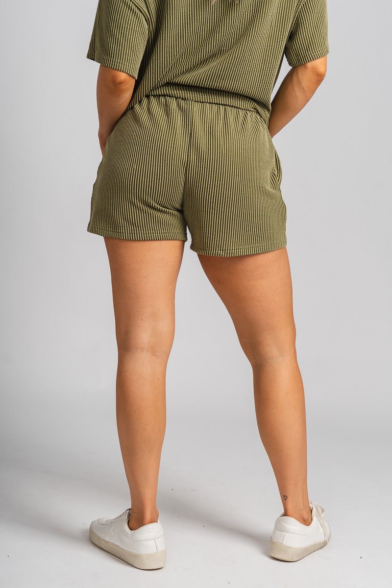 Ribbed knit shorts green