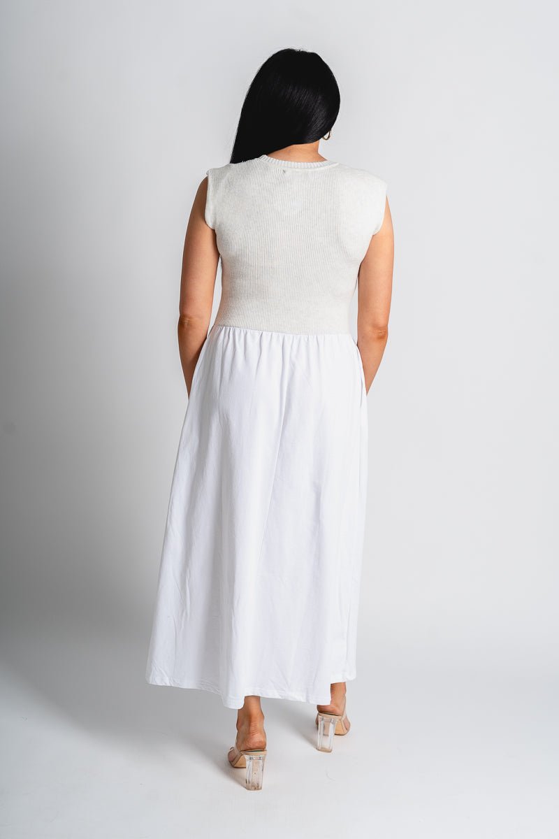 Sleeveless sweater top midi dress white - Affordable dress - Boutique Dresses at Lush Fashion Lounge Boutique in Oklahoma City
