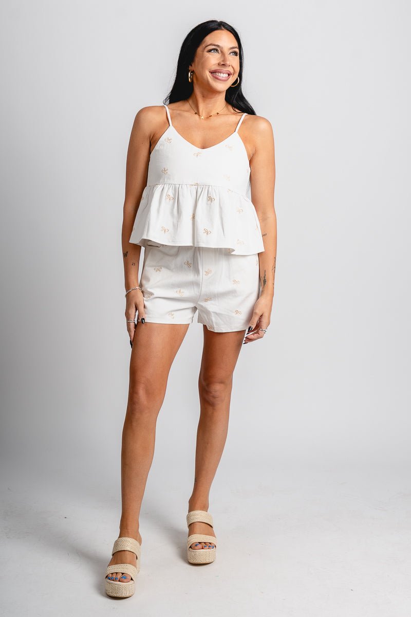 Bow shorts white