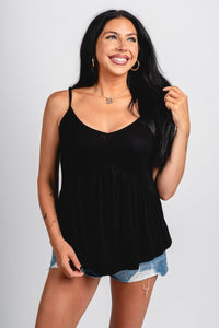 Babydoll tank top black - Cute tank top - Trendy Tank Tops at Lush Fashion Lounge Boutique in Oklahoma City