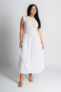 Sleeveless sweater top midi dress white - Stylish dress - Cute Easter Outfits at Lush Fashion Lounge Boutique in Oklahoma