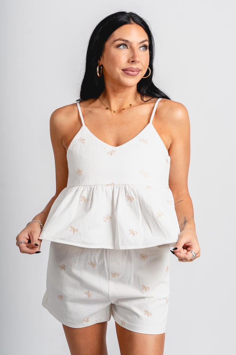 Bow babydoll top white