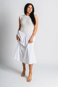 Sleeveless sweater top midi dress white - Cute dress - Trendy Easter Clothing Line at Lush Fashion Lounge Boutique in Oklahoma