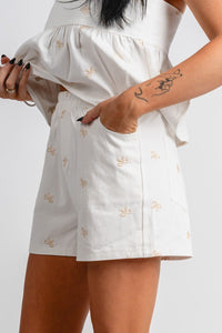 Bow shorts white - Cute shorts - Trendy Shorts at Lush Fashion Lounge Boutique in Oklahoma City