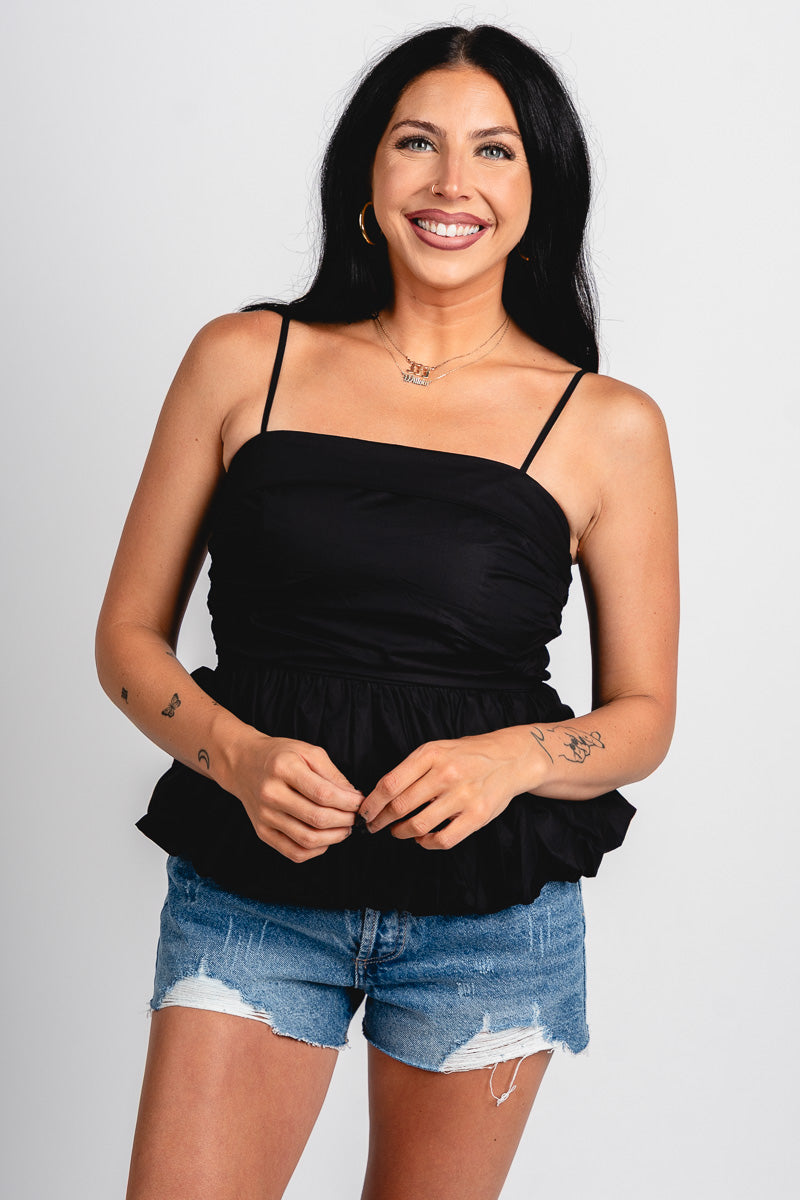 Bubble hem tank top black - Cute tank top - Trendy Tank Tops at Lush Fashion Lounge Boutique in Oklahoma City