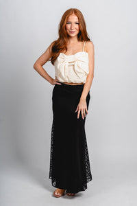 Bow front tank top cream Stylish Tank Top - Womens Fashion Tank Tops at Lush Fashion Lounge Boutique in Oklahoma City