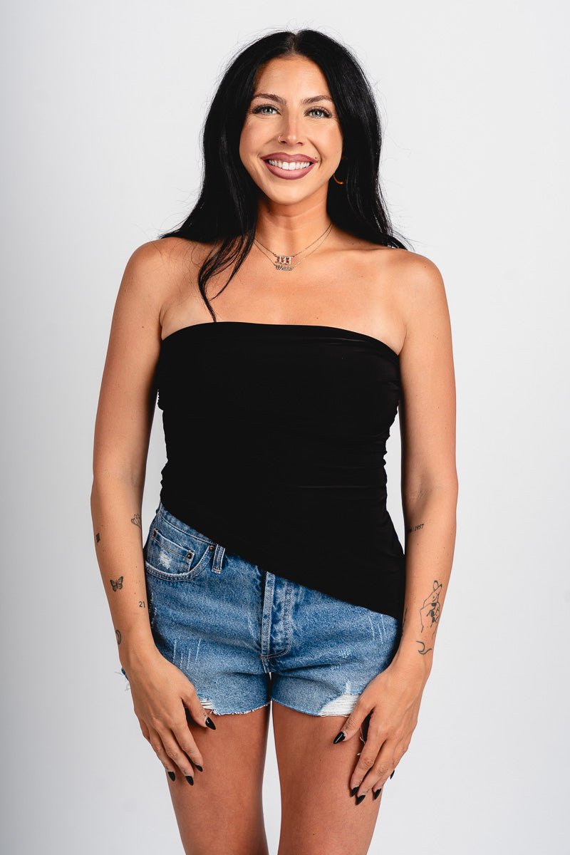 Asymmetrical tube top black