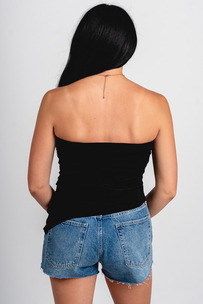 Asymmetrical tube top black