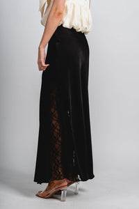 Lace trim midi skirt black | Lush Fashion Lounge: boutique fashion skirts, affordable boutique skirts, cute affordable skirts