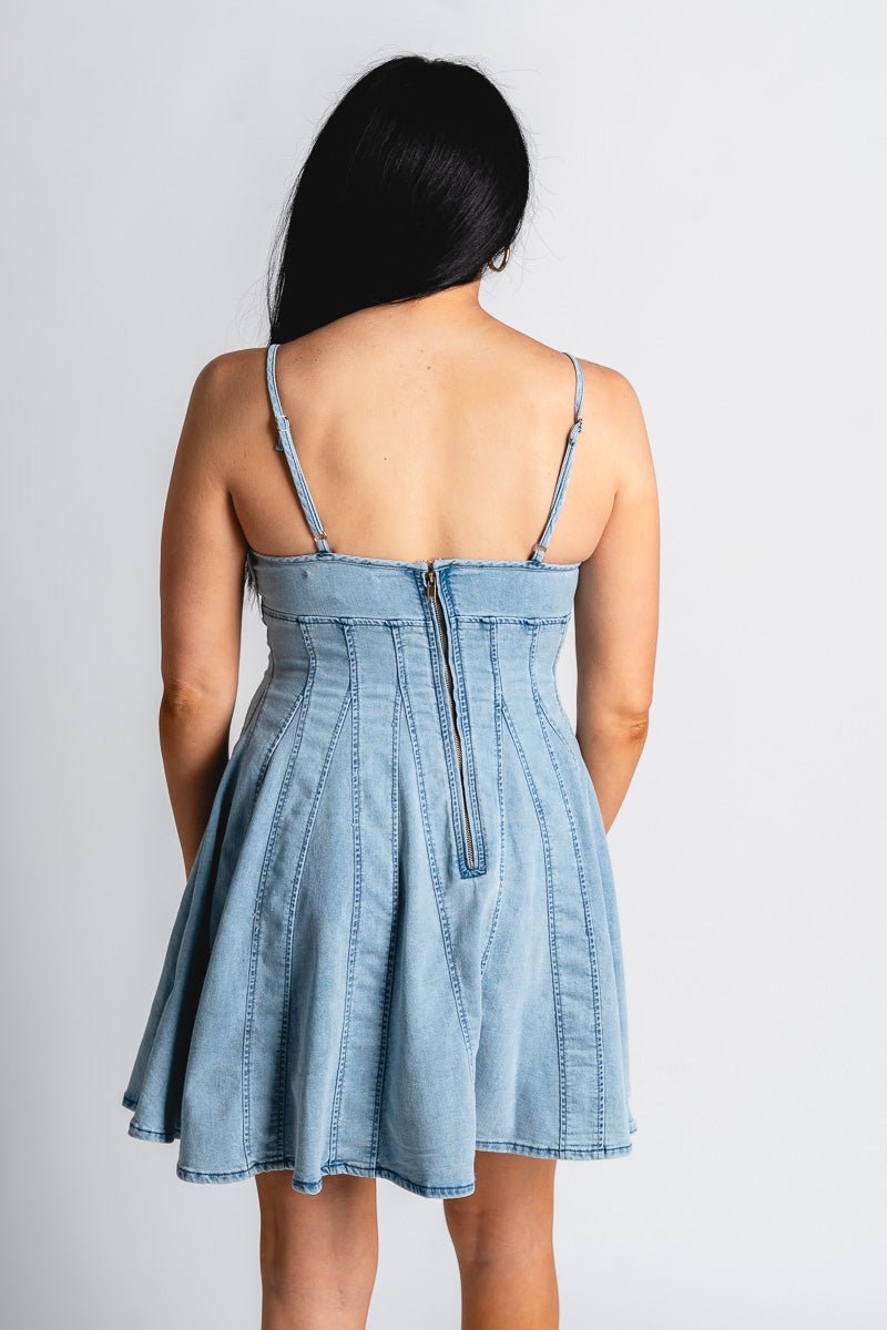 Bustier denim dress blue