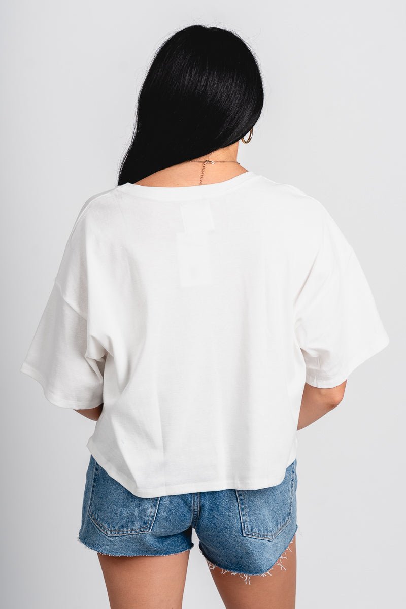 Cherry ribbon crop top ivory