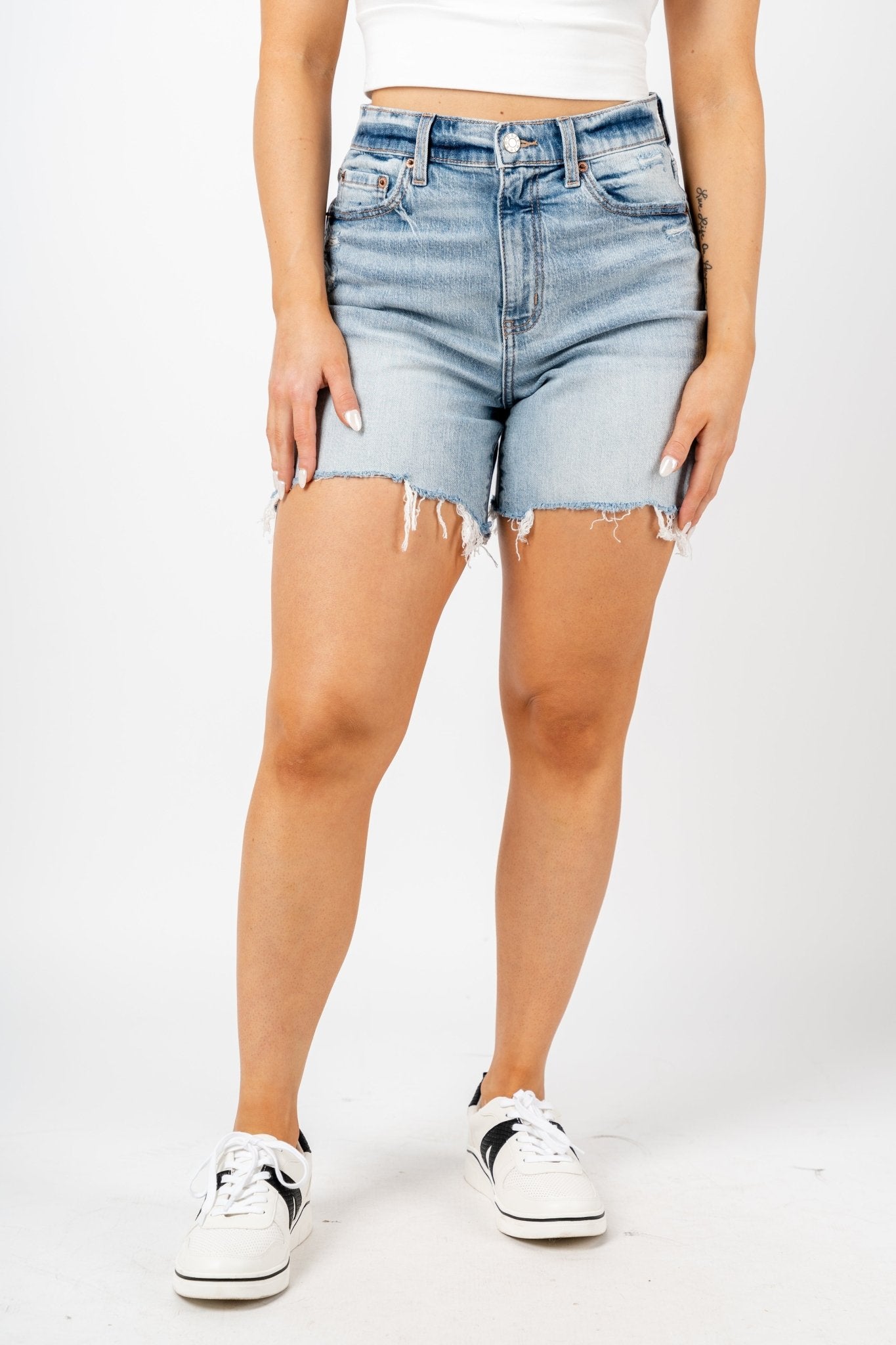 Daze Sundaze high rise shorts dropout - Stylish shorts - Trendy Staycation Outfits at Lush Fashion Lounge Boutique in Oklahoma City