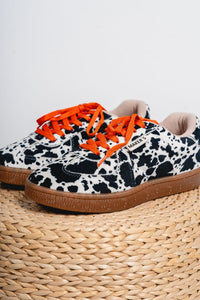 Azalea cow print sneakers black/white - Cute shoes - Trendy Shoes at Lush Fashion Lounge Boutique in Oklahoma City