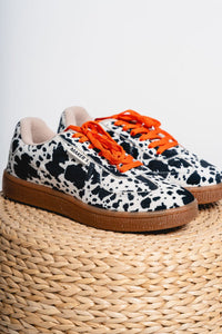 Azalea cow print sneakers black/white - Affordable shoes - Boutique Shoes at Lush Fashion Lounge Boutique in Oklahoma City