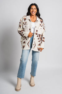 Abstract sherpa jacket cream/brown – Fashionable Jackets | Trendy Blazers at Lush Fashion Lounge Boutique in Oklahoma City