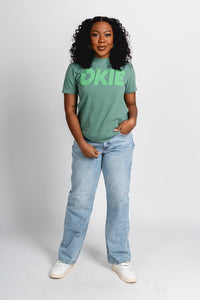 Okie puff comfort colors t-shirt green - Cute St. Patrick's Day Outfits at Lush Fashion Lounge Boutique in Oklahoma City