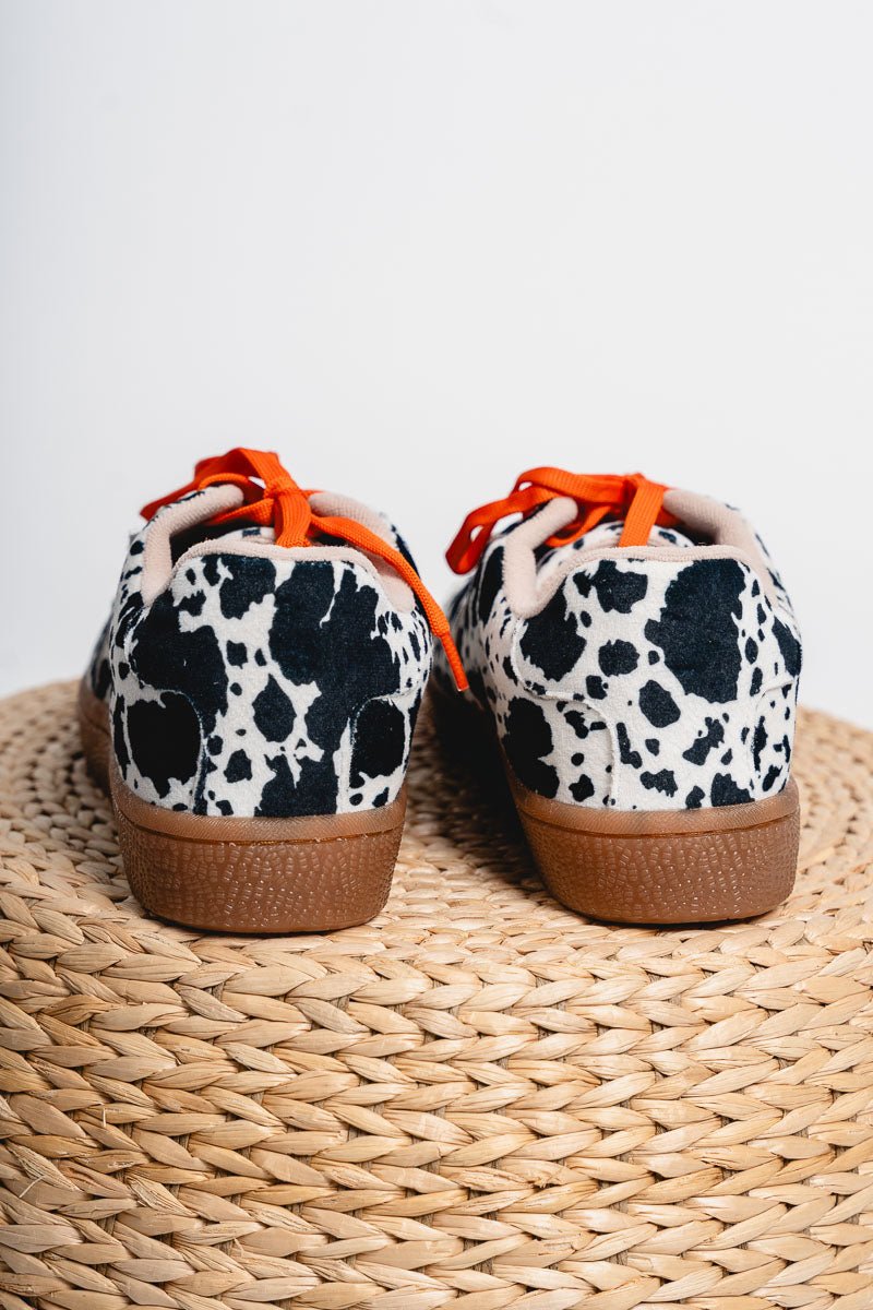 Azalea cow print sneakers black/white Stylish shoes - Womens Fashion Shoes at Lush Fashion Lounge Boutique in Oklahoma City