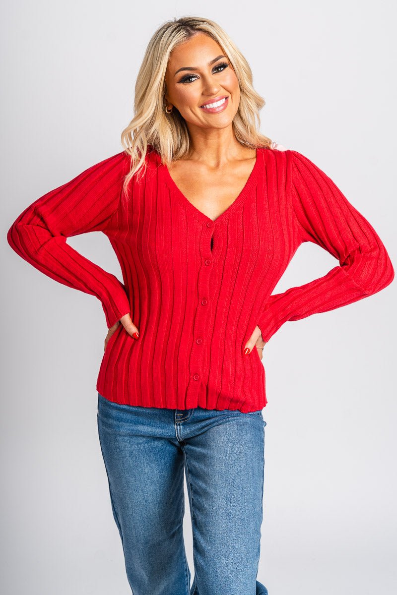 Bow sweater cardigan red