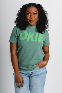 Okie puff comfort colors t-shirt green - Trendy T-Shirts for St. Patrick's Day at Lush Fashion Lounge Boutique in Oklahoma City