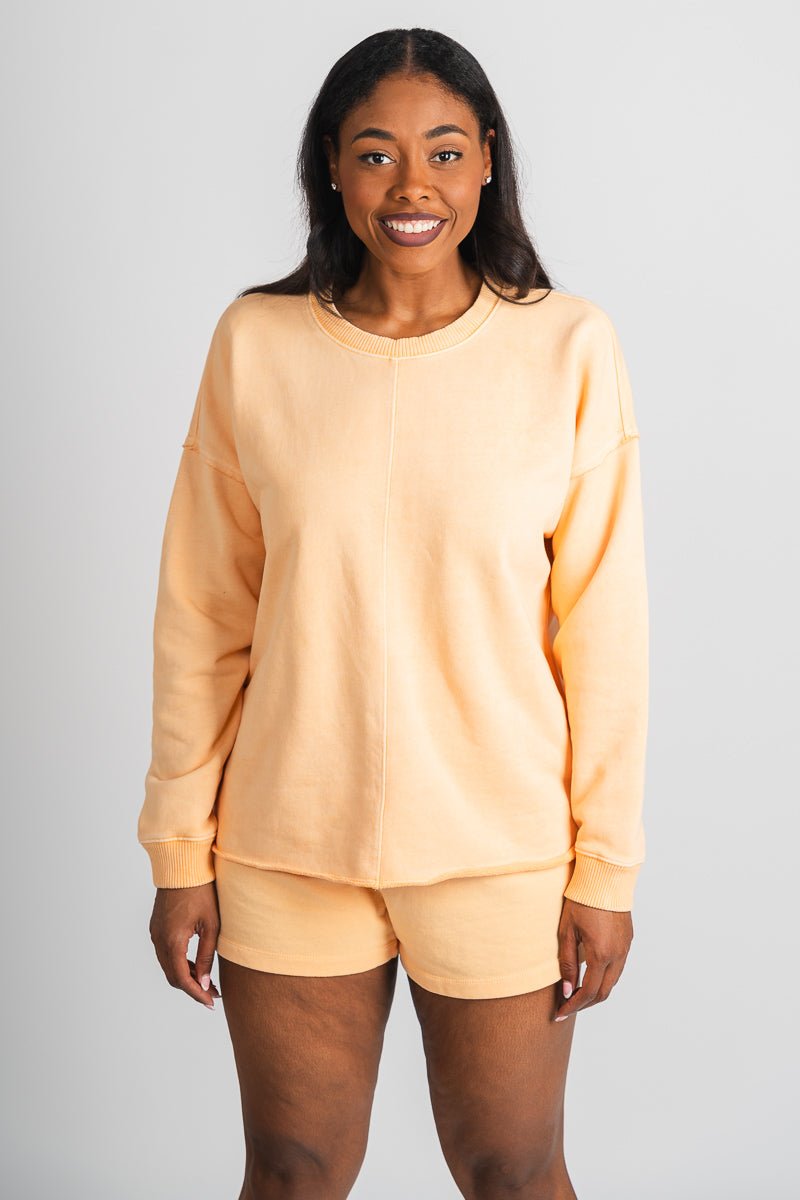 Z Supply Hermosa sweatshirt orange cream - Z Supply Sweatshirt - Z Supply Tops, Dresses, Tanks, Tees, Cardigans, Joggers and Loungewear at Lush Fashion Lounge