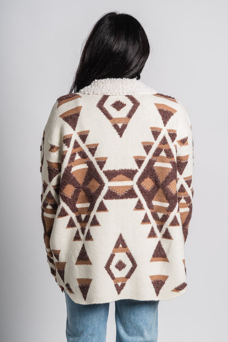 Abstract sherpa jacket cream/brown