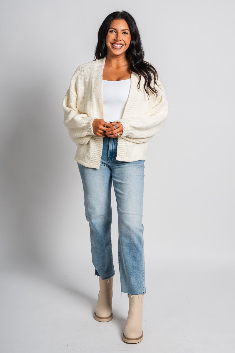 Boxy knit cardigan ivory