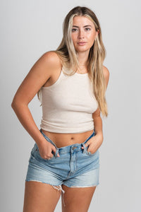 Z Supply torren rib tank top light oat heather - Z Supply Tank Top - Z Supply Apparel at Lush Fashion Lounge Trendy Boutique Oklahoma City