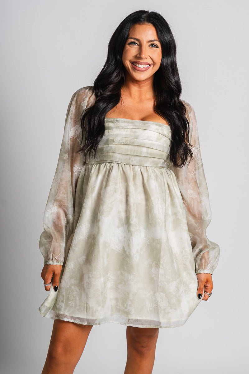 Floral babydoll dress sage | Trendy Dresses - Lush Fashion Lounge Floral babydoll dress sage | Trendy Dresses - Lush Fashion Lounge