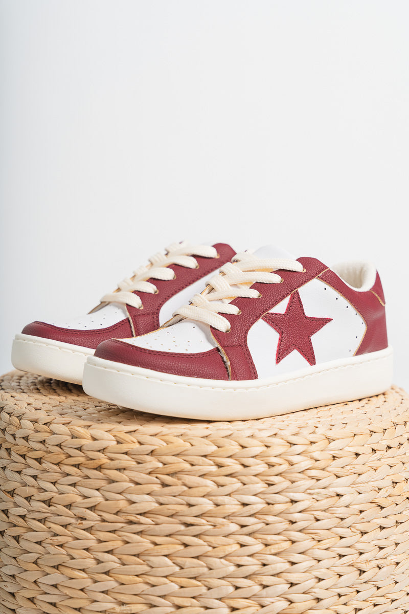 Gameday star sneakers burgundy - Cute shoes - Trendy Shoes at Lush Fashion Lounge Boutique in Oklahoma City
