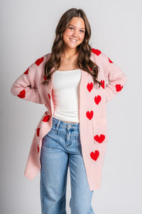 Heart cardigan pink - Unique Valentine's Day T-Shirt Designs at Lush Fashion Lounge Boutique in Oklahoma City