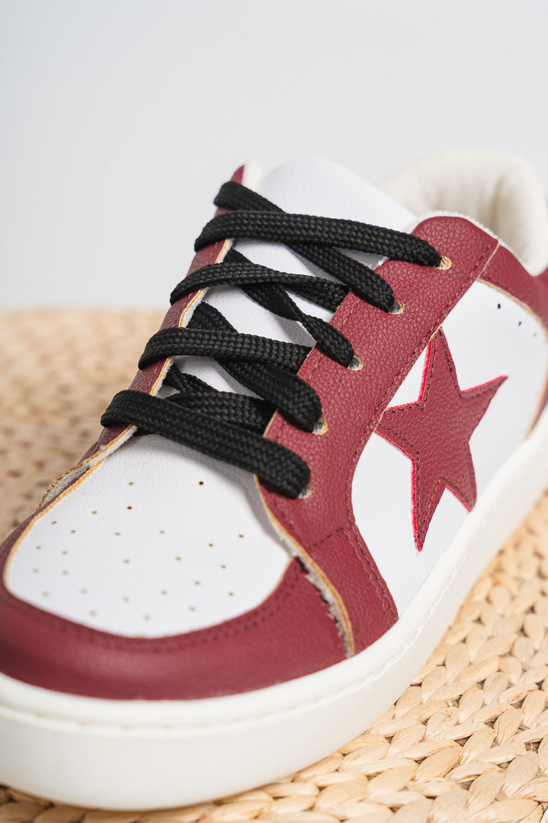 Gameday star sneakers burgundy - Trendy shoes - Fashion Shoes at Lush Fashion Lounge Boutique in Oklahoma City
