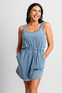 Z Supply Keegan denim dress medium indigo - Z Supply dress - Z Supply Apparel at Lush Fashion Lounge Trendy Boutique Oklahoma City