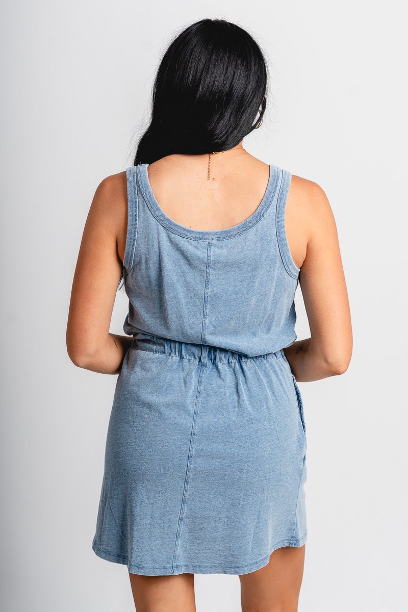 Z Supply Keegan denim dress medium indigo - Z Supply dress - Z Supply Fashion at Lush Fashion Lounge Trendy Boutique Oklahoma City