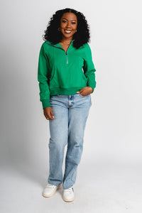 Half zip pullover green - Trendy St. Patrick's T-Shirts at Lush Fashion Lounge Boutique in Oklahoma City