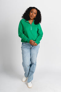 Half zip pullover green - Cute St. Patrick's Day Outfits at Lush Fashion Lounge Boutique in Oklahoma City